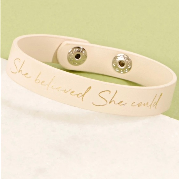 She believed She could Leather Cuff Bracelet - Picture 9 of 12